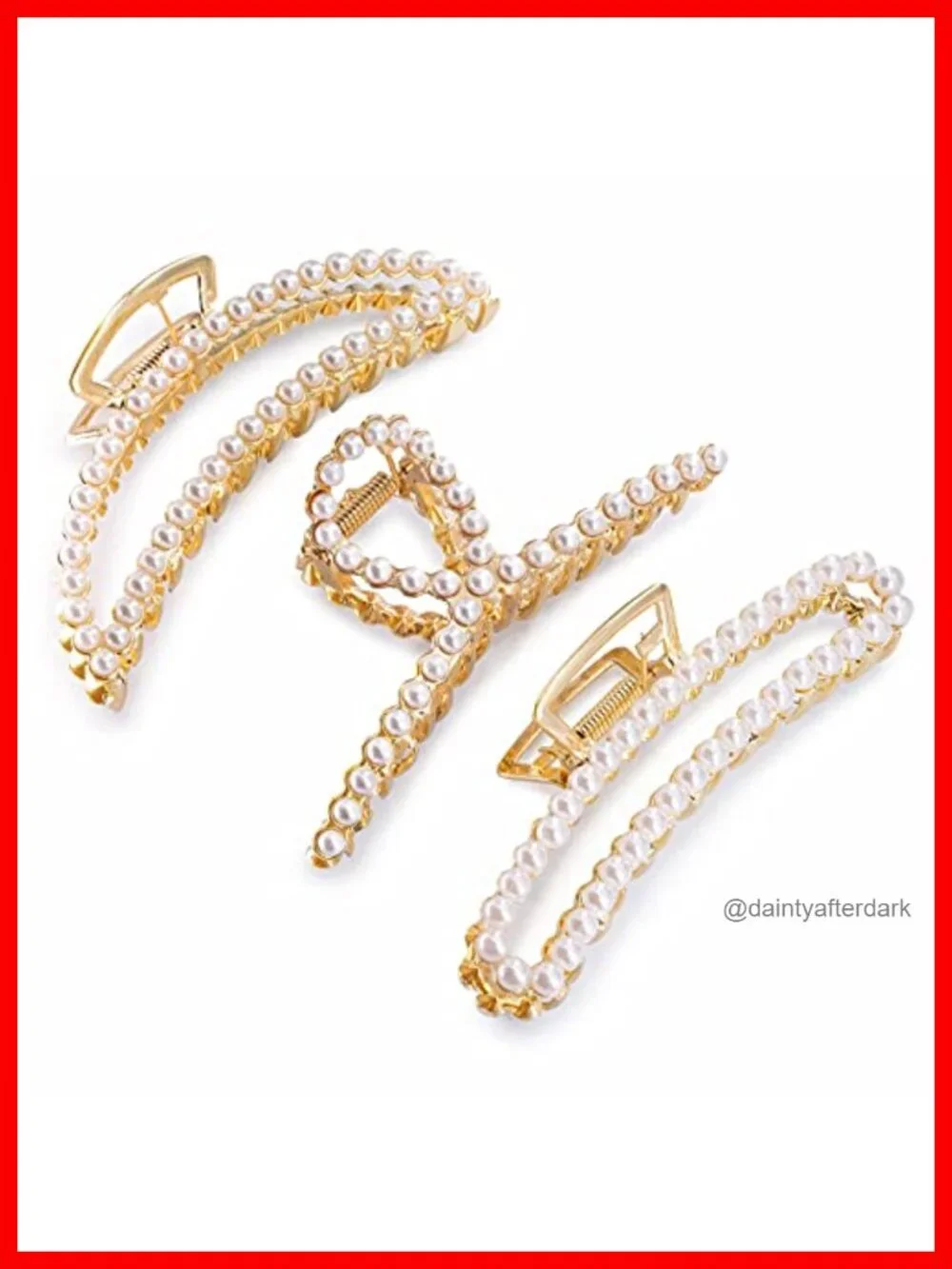 Large Pearl Hair Clips - 4.5 inch Zinc Alloy Banana Claw Clips for Thick Hair